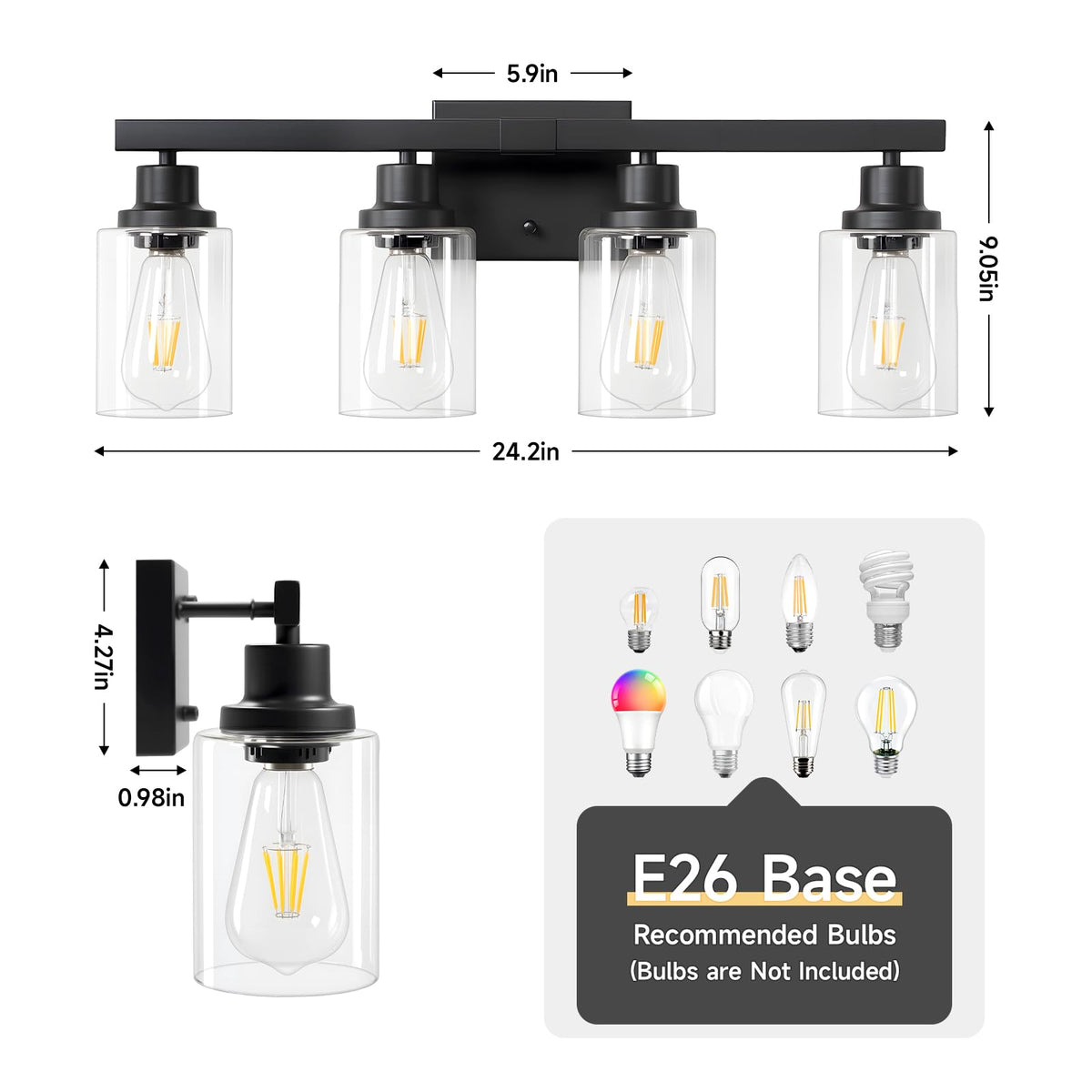 DIKAIDA wall sconce mounted over a bathroom mirror for versatile lighting