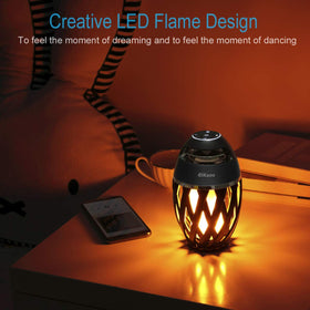 DiKaou flame lamp at dusk setting enhances garden mood.