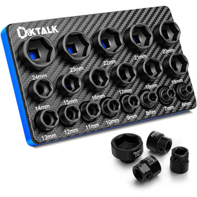 DikTalk 19-piece stubby socket set front view for compact spaces