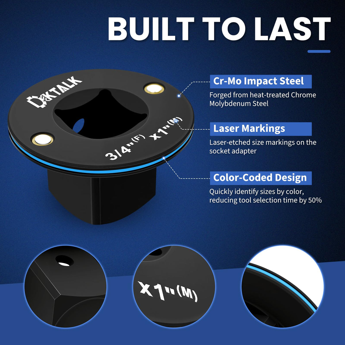 DikTalk 3/8 to 1/2 adapter ready for high-torque tasks