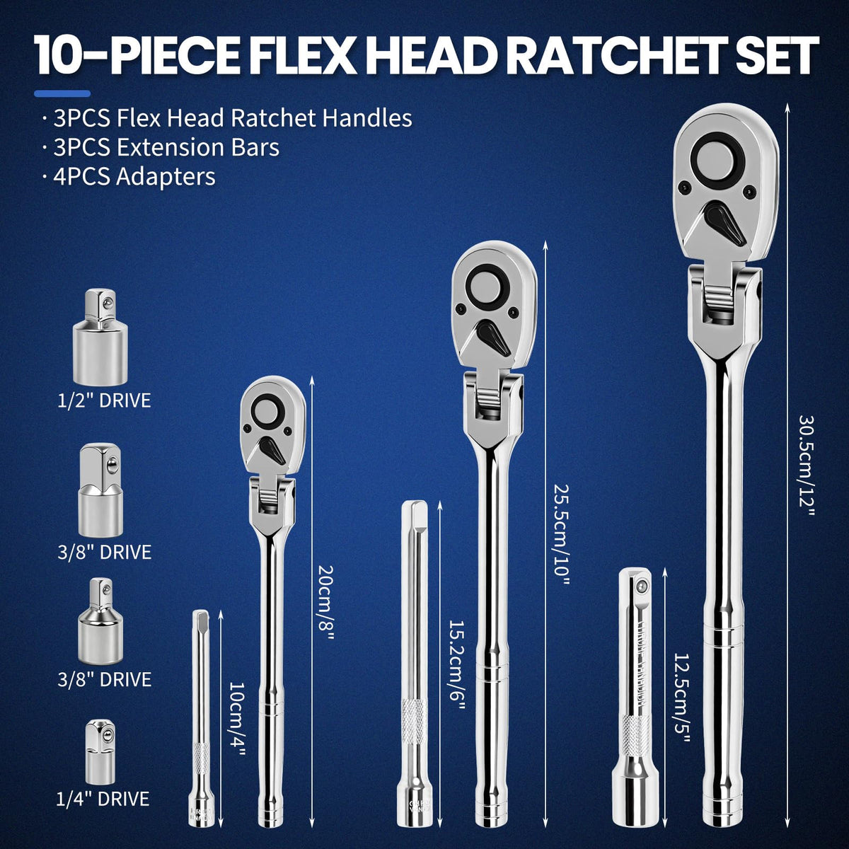 DikTalk 3-drive flex head ratchet reaching into tight engine spaces