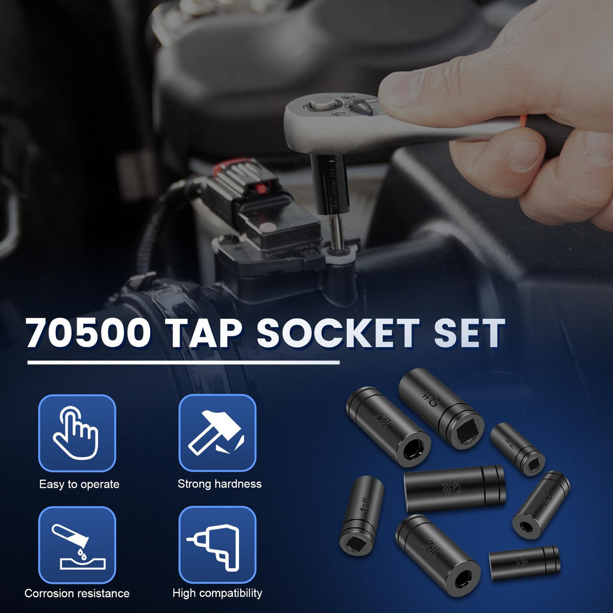 DikTalk 70500 packaging displays eight sockets and holder