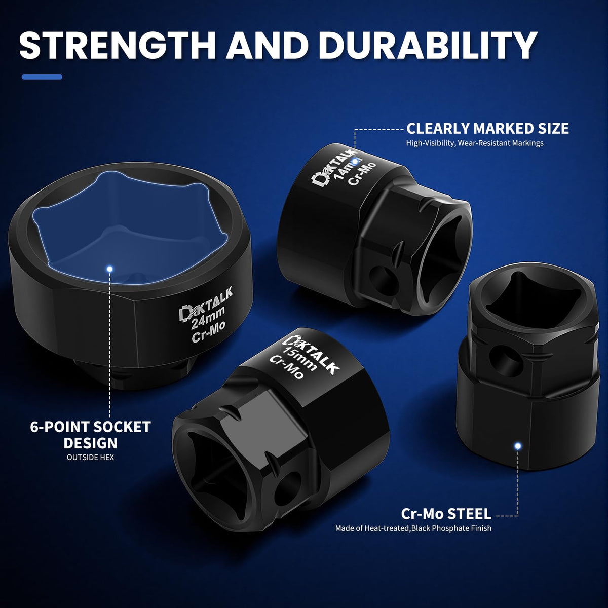 DikTalk socket holder with size indicators keeping tools organized