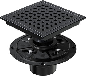 Dilvii 6-inch matte black shower drain cover for a seamless look and high flow