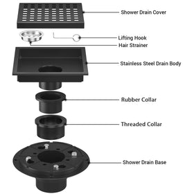 Dilvii drain base in stainless steel with ABS connection for durability