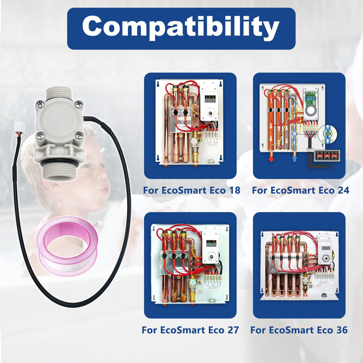 Dimakung flow sensor side connection highlights easy wiring replacement