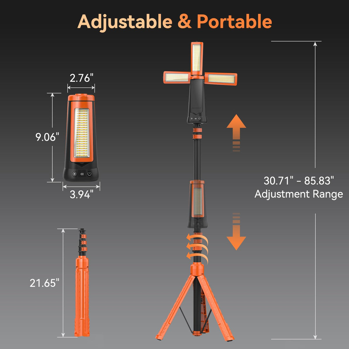 Dimgogo multi-use camping light suits camping, workshops, and emergencies.