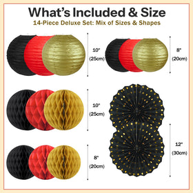 Dimhut 8-inch red-black-gold paper lanterns add warm ambience