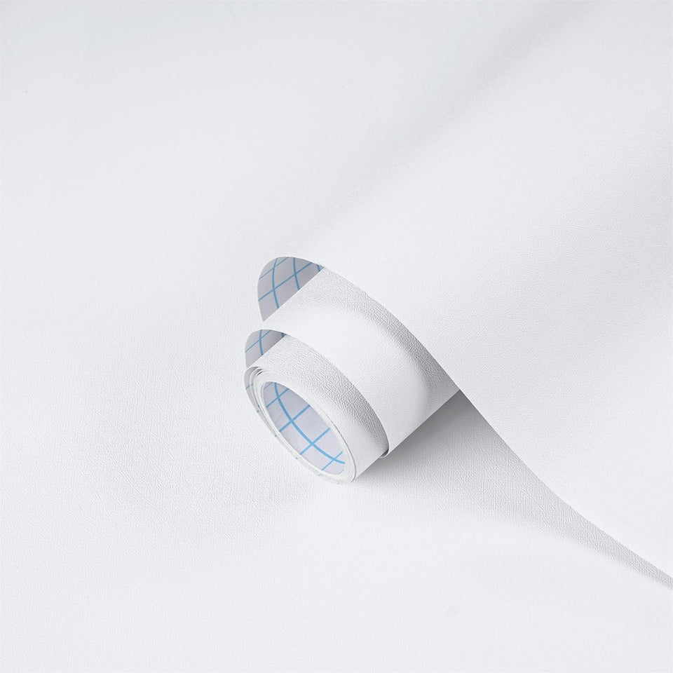 Dimoon peel-and-stick wallpaper close-up reveals embossed white texture for a sleek modern look.