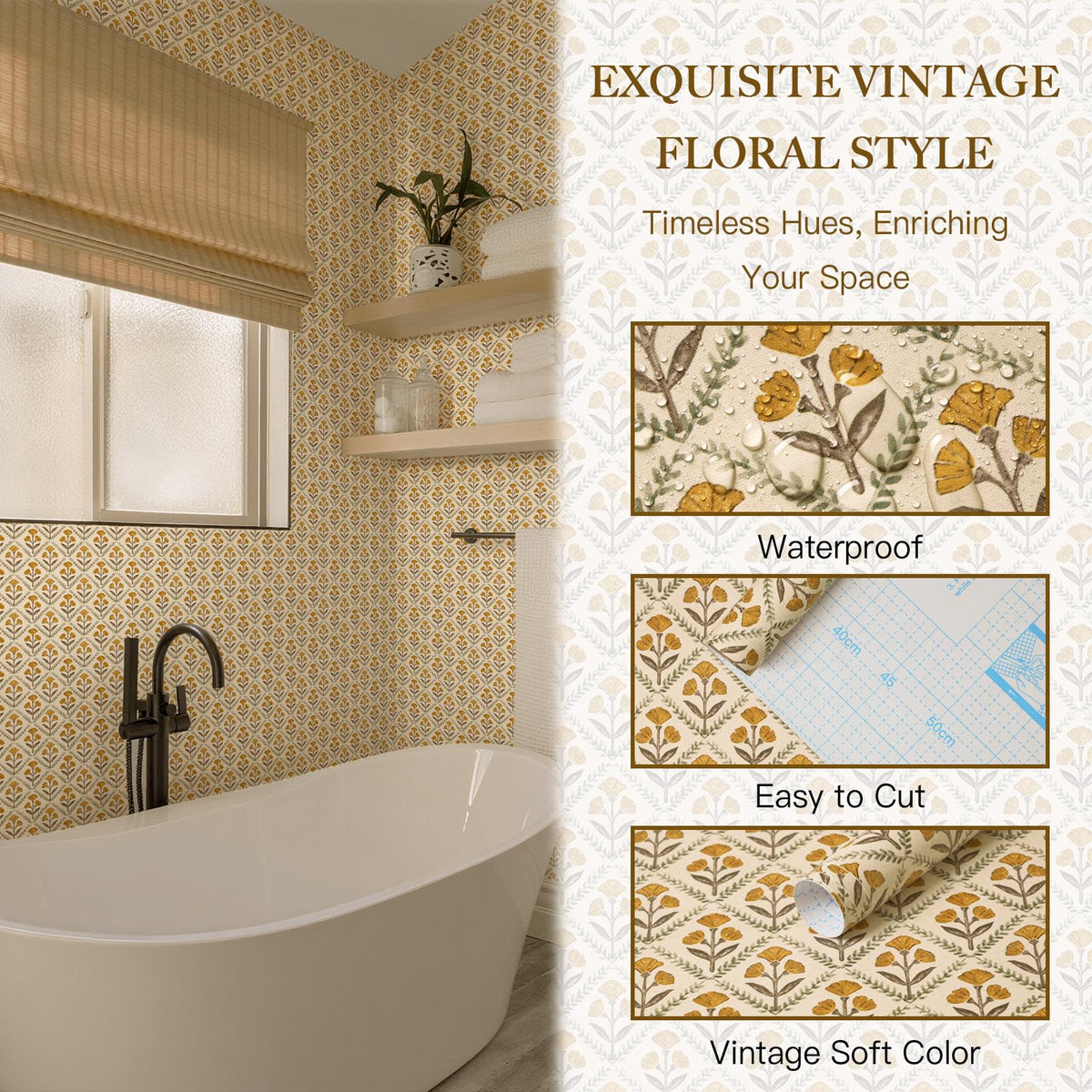 Dimoon waterproof finish wallpaper that wipes clean for easy maintenance.