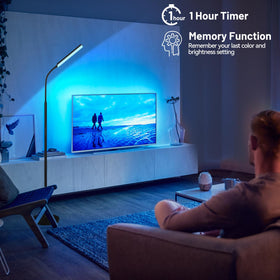 Dimunt LED Floor Lamp timer function for safe, automatic lighting.