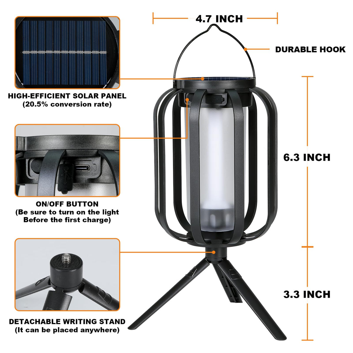 DINGFU IP65 waterproof lantern withstands rain for year-round garden decor.