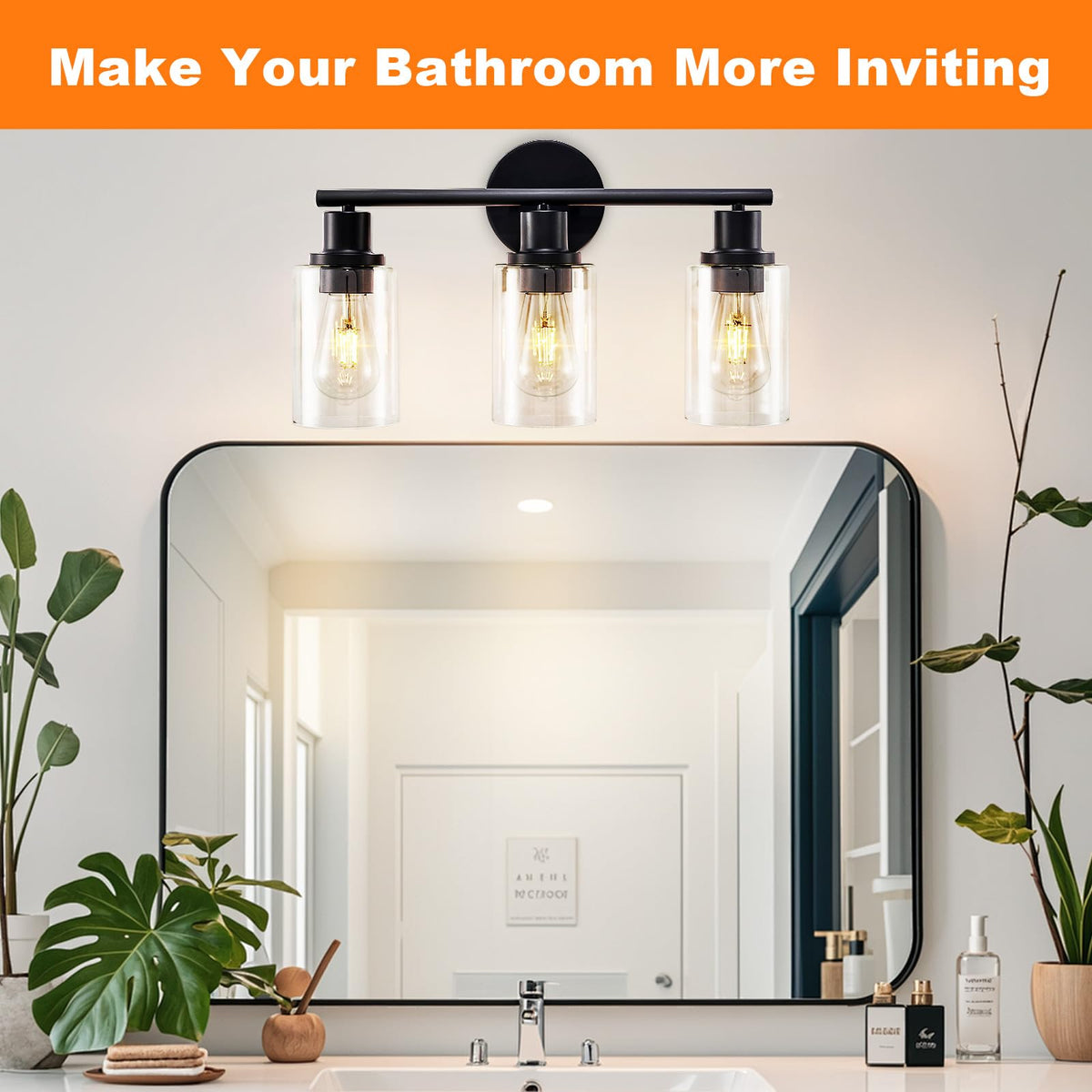 DINGLILIGHTING DLLT matte black finish enhances a modern bathroom look.