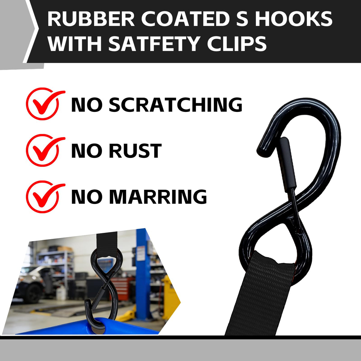 Dingtan retractable ratchet strap 4-pack mechanism in action showing automatic retraction