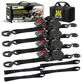 Dingtan retractable ratchet strap 4-pack close-up of durable webbing for secure cargo