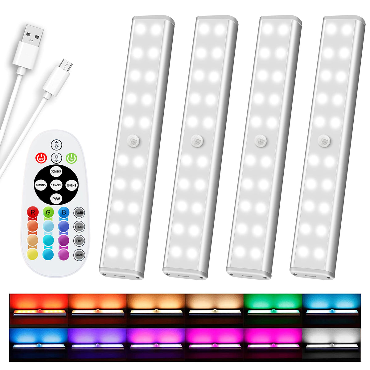 Diomart 48 LED under-cabinet lighting wireless provides bright task lighting under cabinets for kitchens and shelves