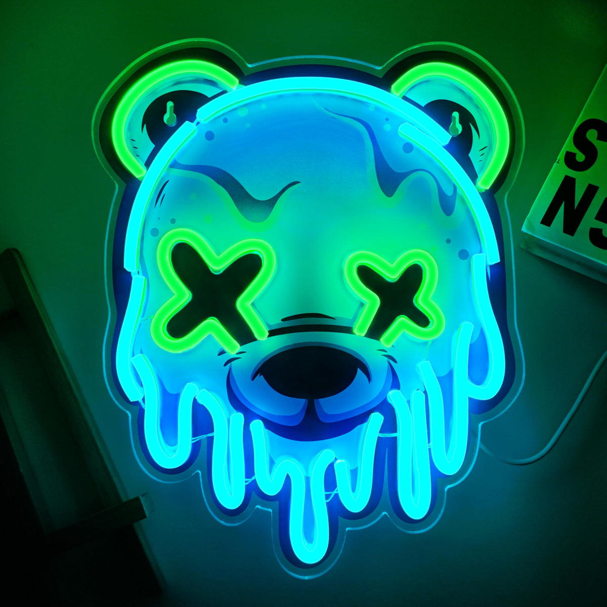 USB-powered Dipomy Ice Bear Neon Sign for simple, versatile placement