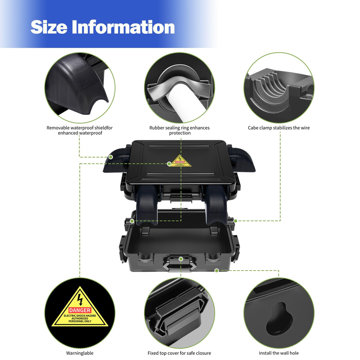 DIQMIAQ box wing-shaped shields improve waterproof protection for exposed connections.