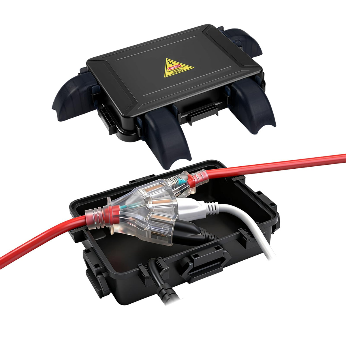 DIQMIAQ box with outdoor cable-entry ports keeps cords organized outdoors.