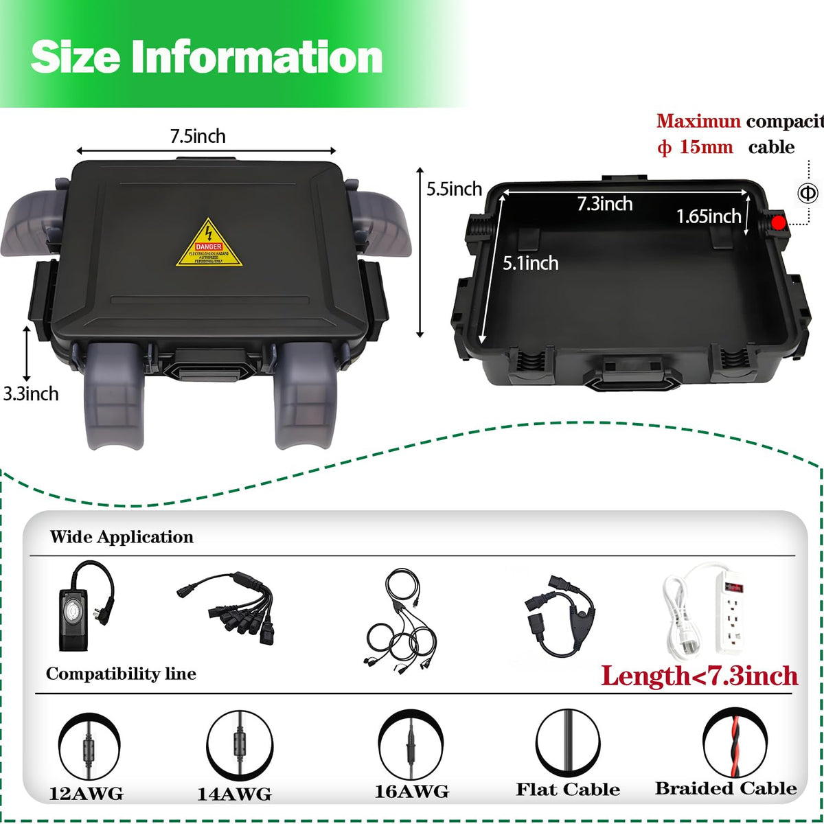 DIQMIAQ waterproof extension cord cover for secure outdoor cable management.