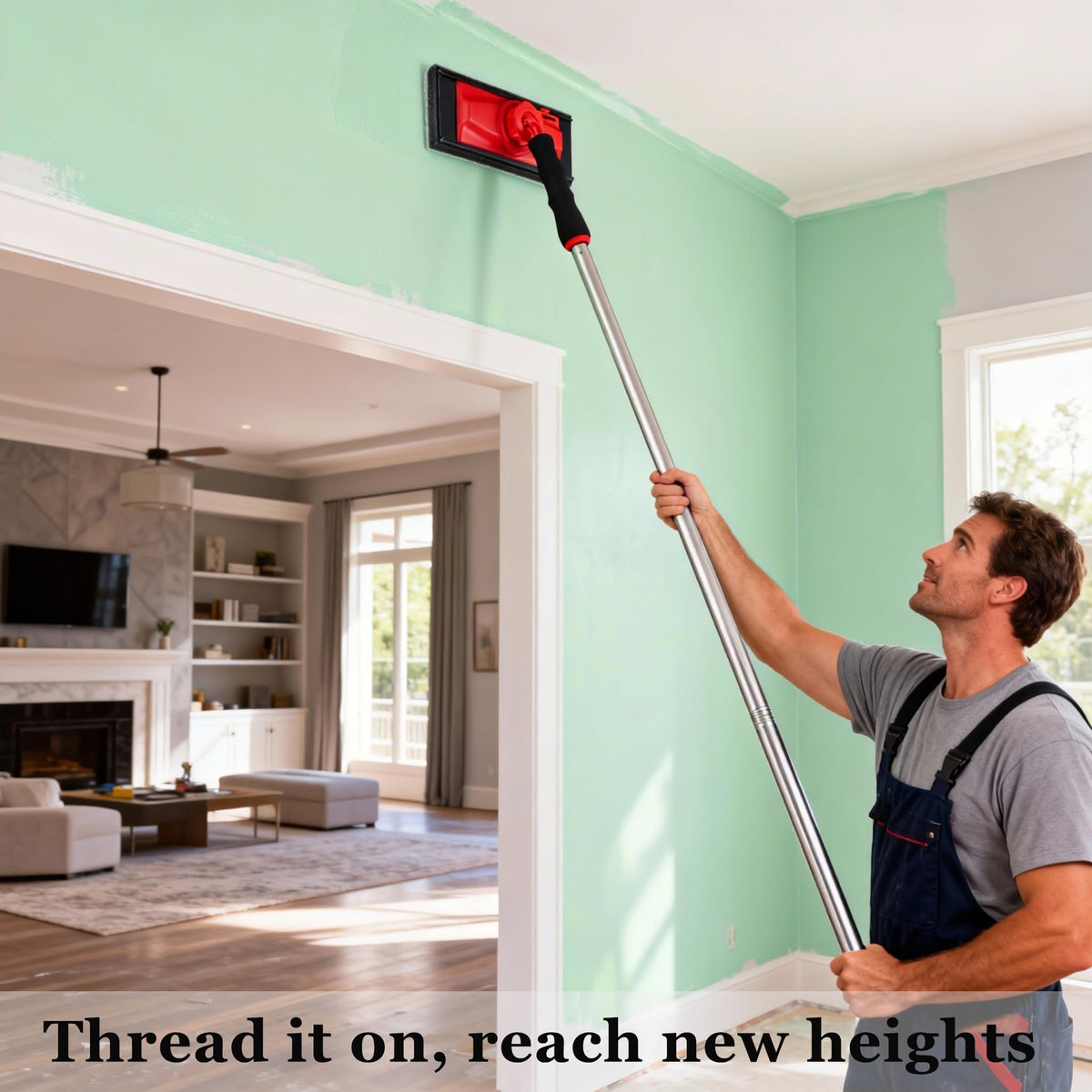 DIQQHI extension rod 5-section allows high-ceiling reach easily.