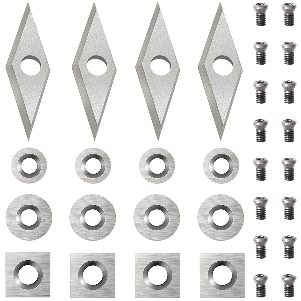 Diraeen square-radius carbide insert for precise square and curved cuts on wood