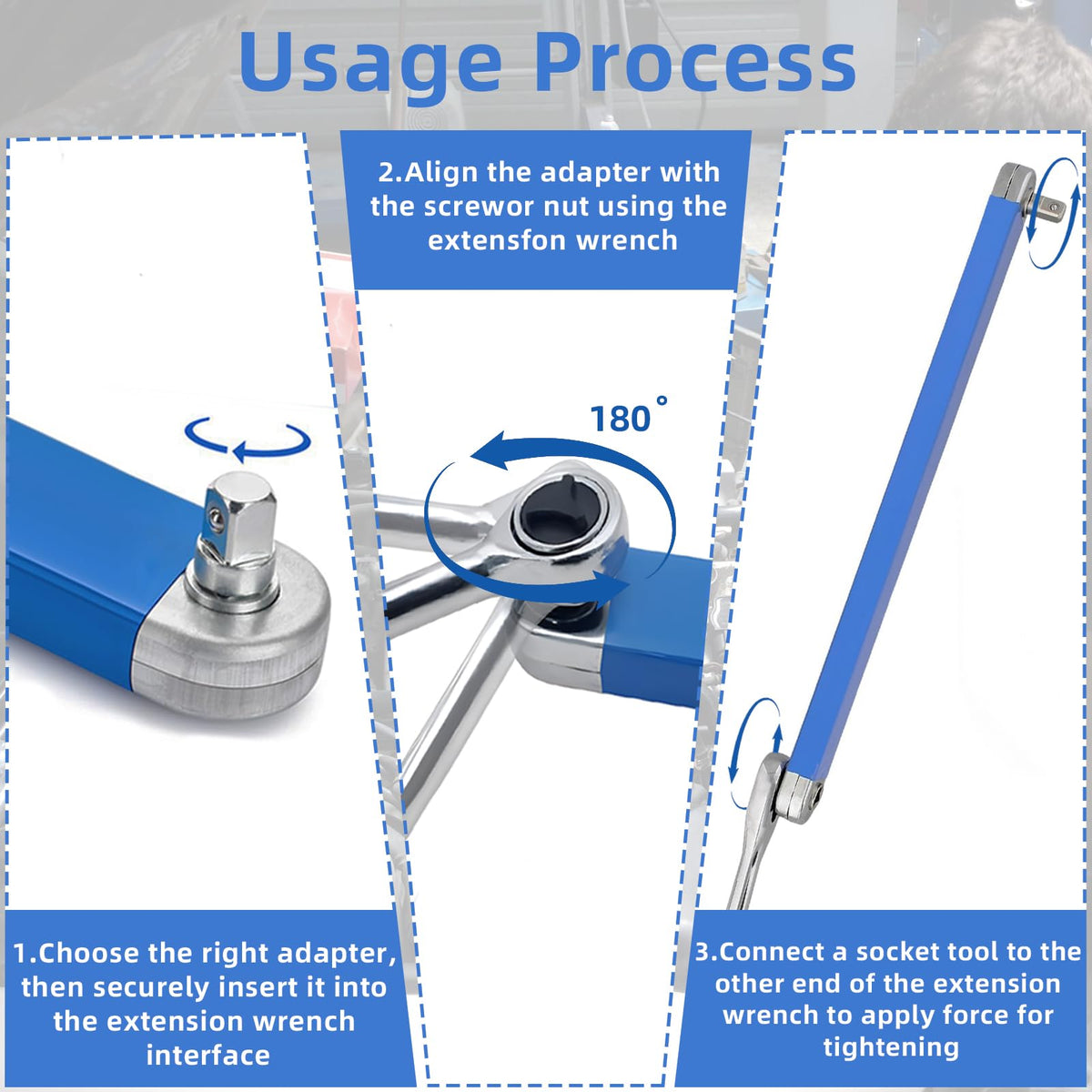 Dirciky high-carbon steel blue extension handles heavy-duty impact work.