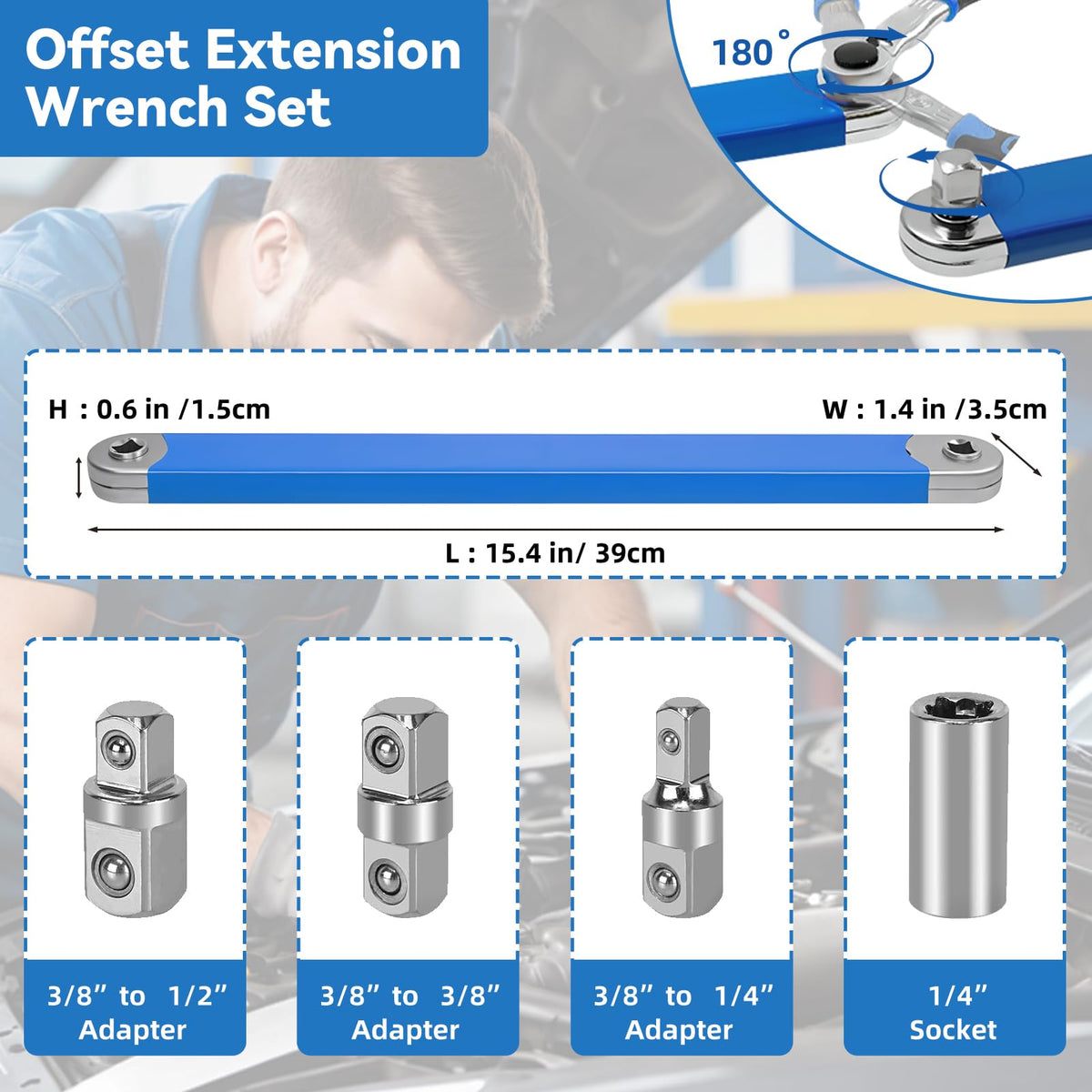 Dirciky slim profile extension wrench 0.63inch fits confined spaces for easier access.