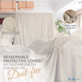 DIRT DEFENSE canvas drop cloth 9x12 edge stitching resists fraying for reuse.