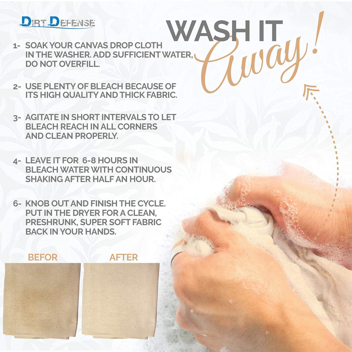 DIRT DEFENSE canvas drop cloth 9x12 two-pack for reusable painting sessions.