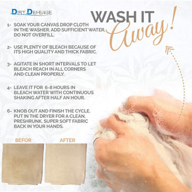 DIRT DEFENSE canvas drop cloth 9x12 two-pack for reusable painting sessions.