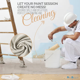 DIRT DEFENSE canvas drop cloth 9x12 folded pack protects floors during home projects.