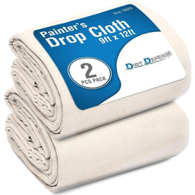 DIRT DEFENSE canvas drop cloth 9x12 front view for rugged painting protection.