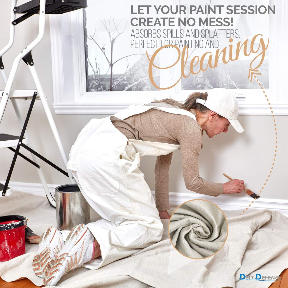 DIRT DEFENSE canvas drop cloth 9x12 ISO certified quality.