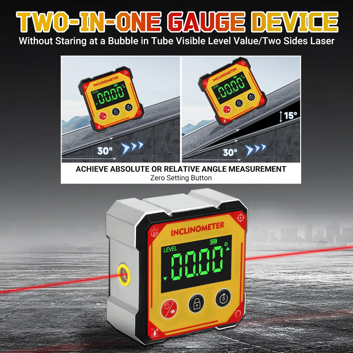 Diseleri magnetic inclinometer on metal surfaces for quick orientation.