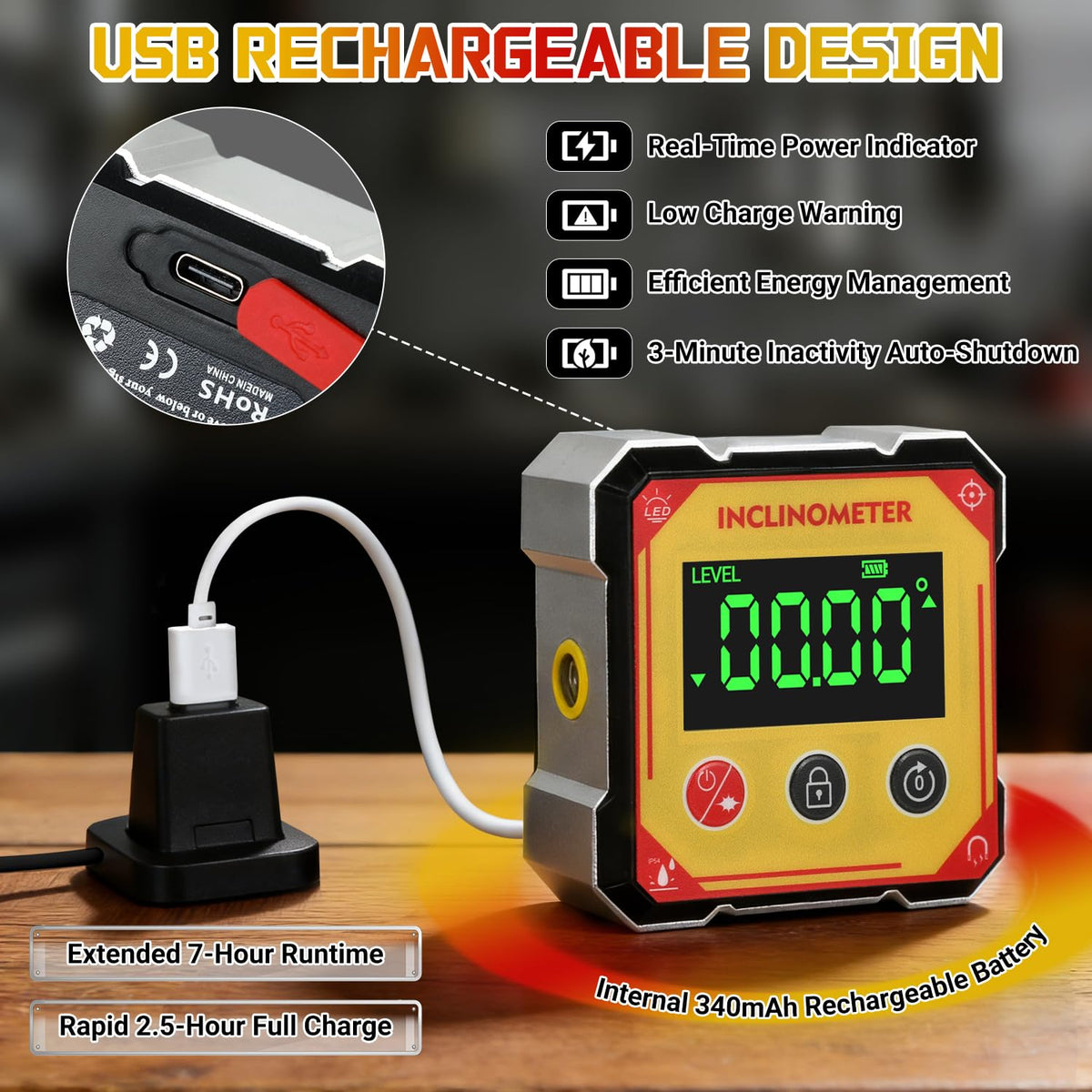 Diseleri USB-C rechargeable angle tool for easy shop readiness.