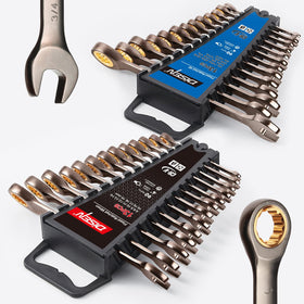 DISEN 26pc ratcheting wrenches with 4 degree swing for tight spaces