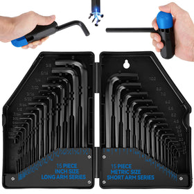 DISEN 30-piece hex key set with metric and SAE sizes for versatile tightening tasks.