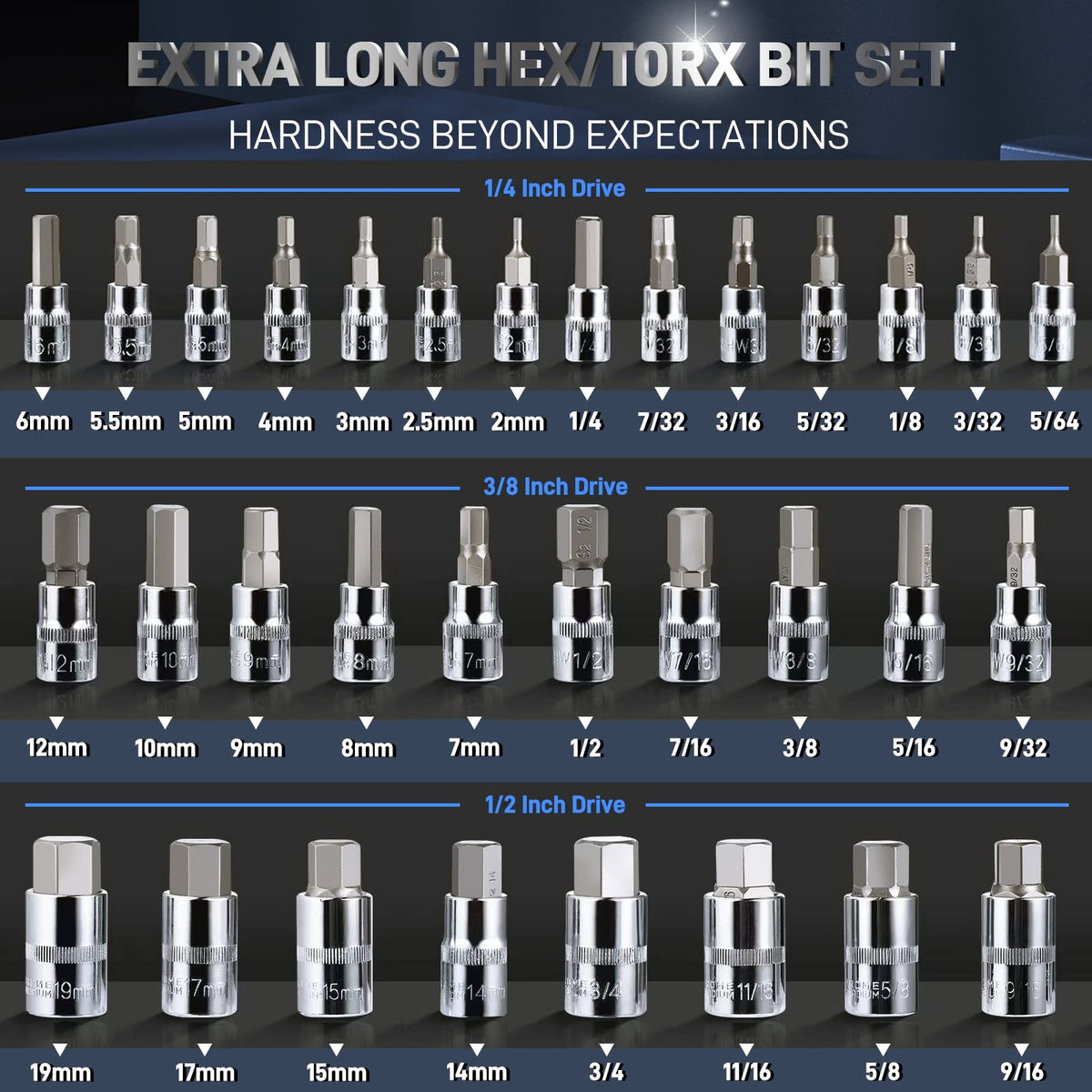 Disen torx-end hex socket close-up highlights durable heat-treated steel