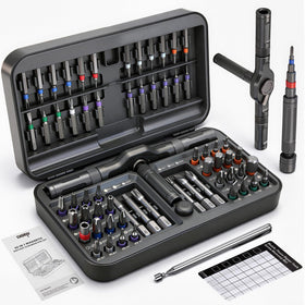 DISEN 68-in-1 ratcheting screwdriver case showing organized, portable repair kit