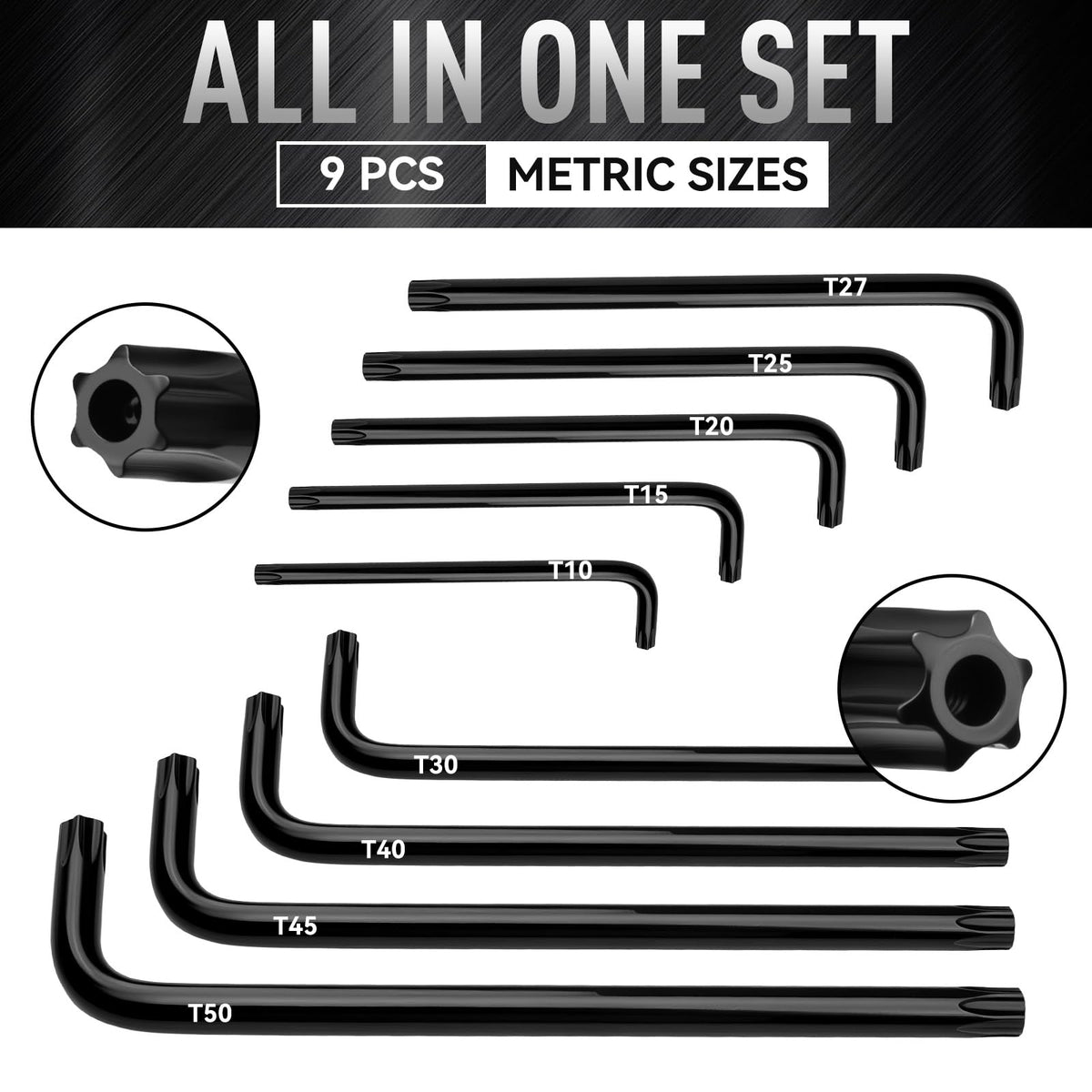 DISEN 9pc Torx wrench set ideal for DIY and auto repair projects.