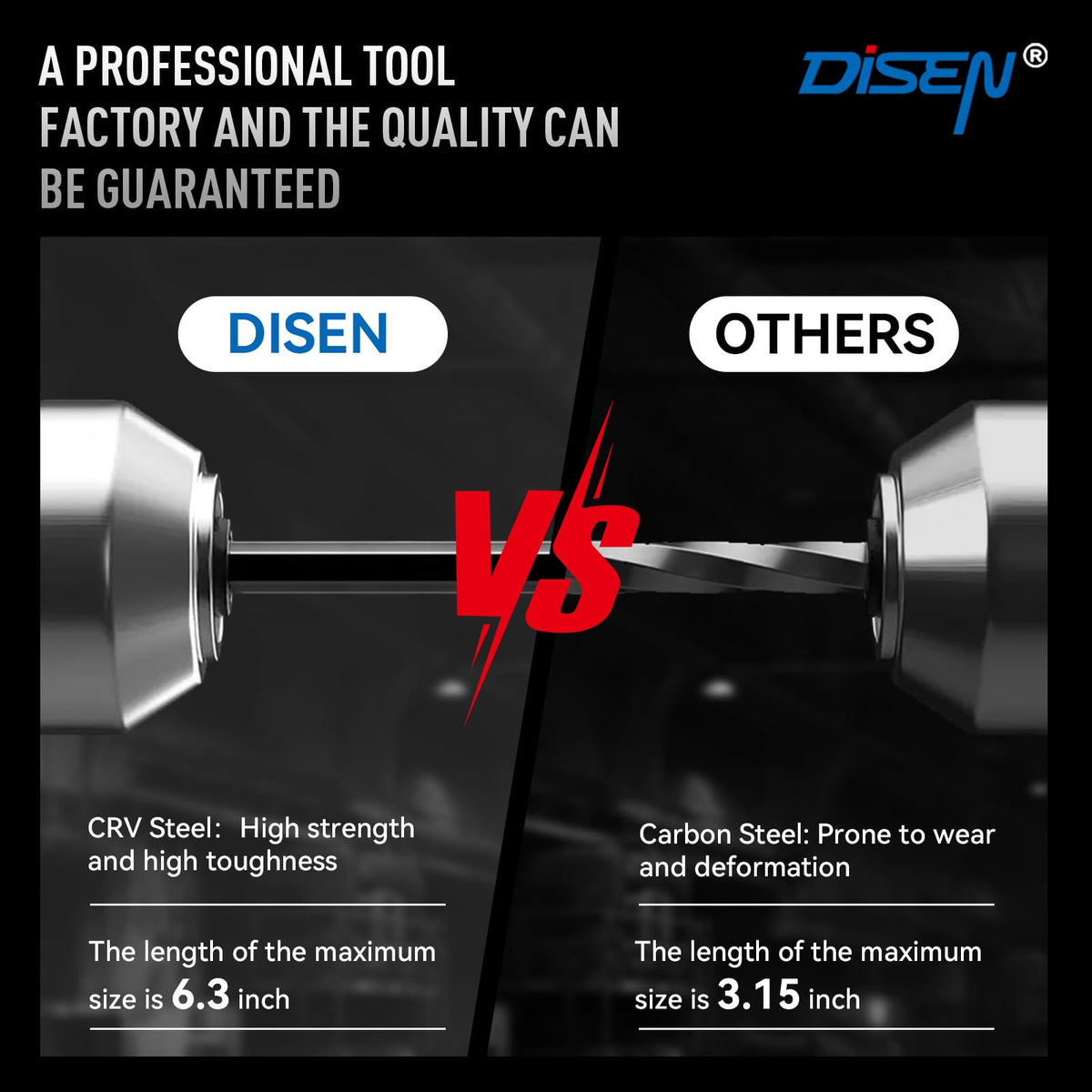 DISEN hex wrenches with chamfered edges for smooth entry into bolts