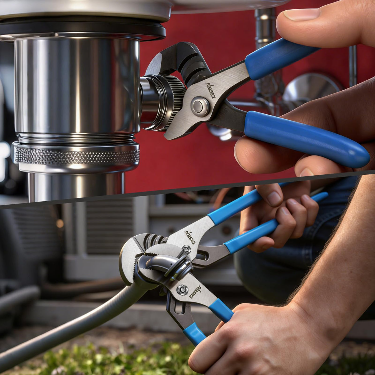 DISEN Channel Locks Pliers 10-inch with deep grooves for secure hold.