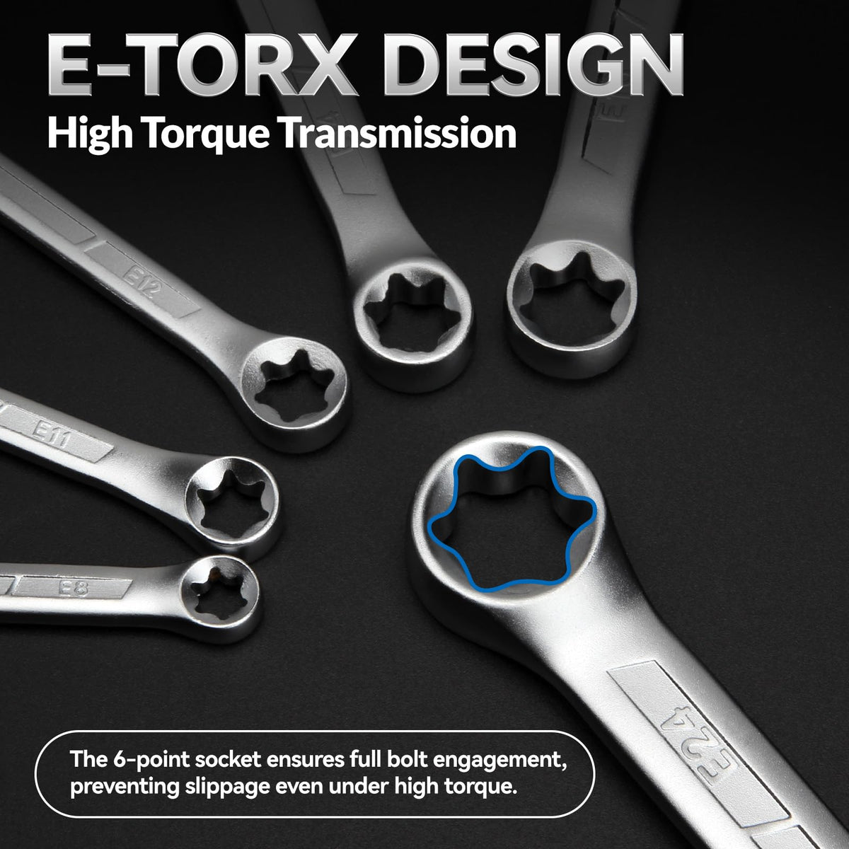 DISEN CR-V steel star-head wrench provides secure fit and torque stability.