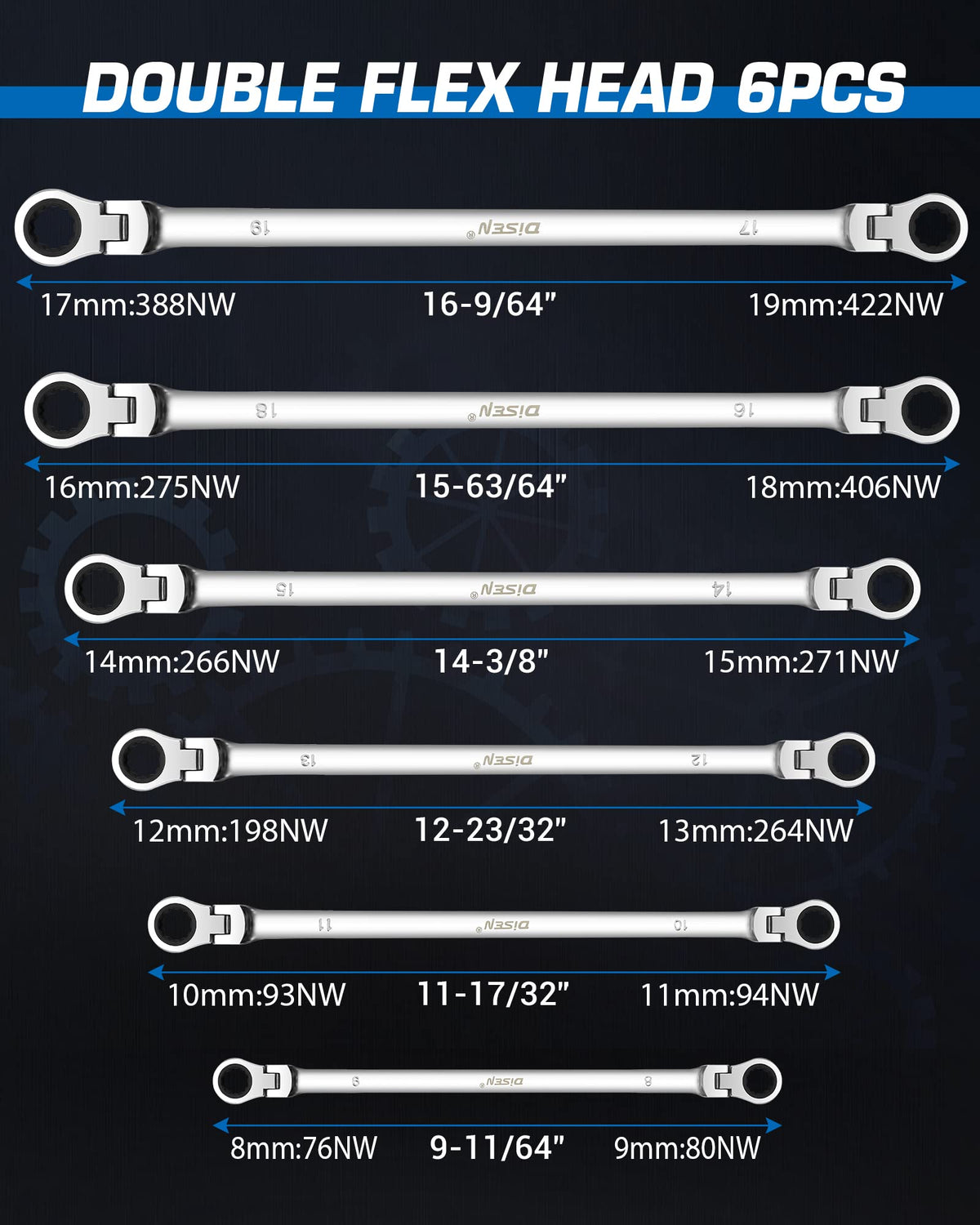 DISEN double flex head close-up with 180 degree rotation.