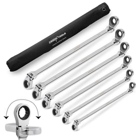 DISEN extra long flex head wrench set in use in a tight space.