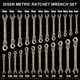 DISEN gold-finish ratcheting wrenches add style and comfort.