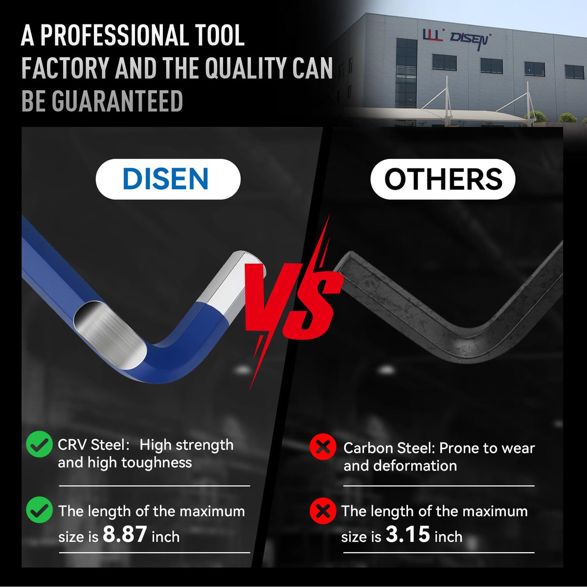 DISEN hex keys with extra-long arms for better leverage