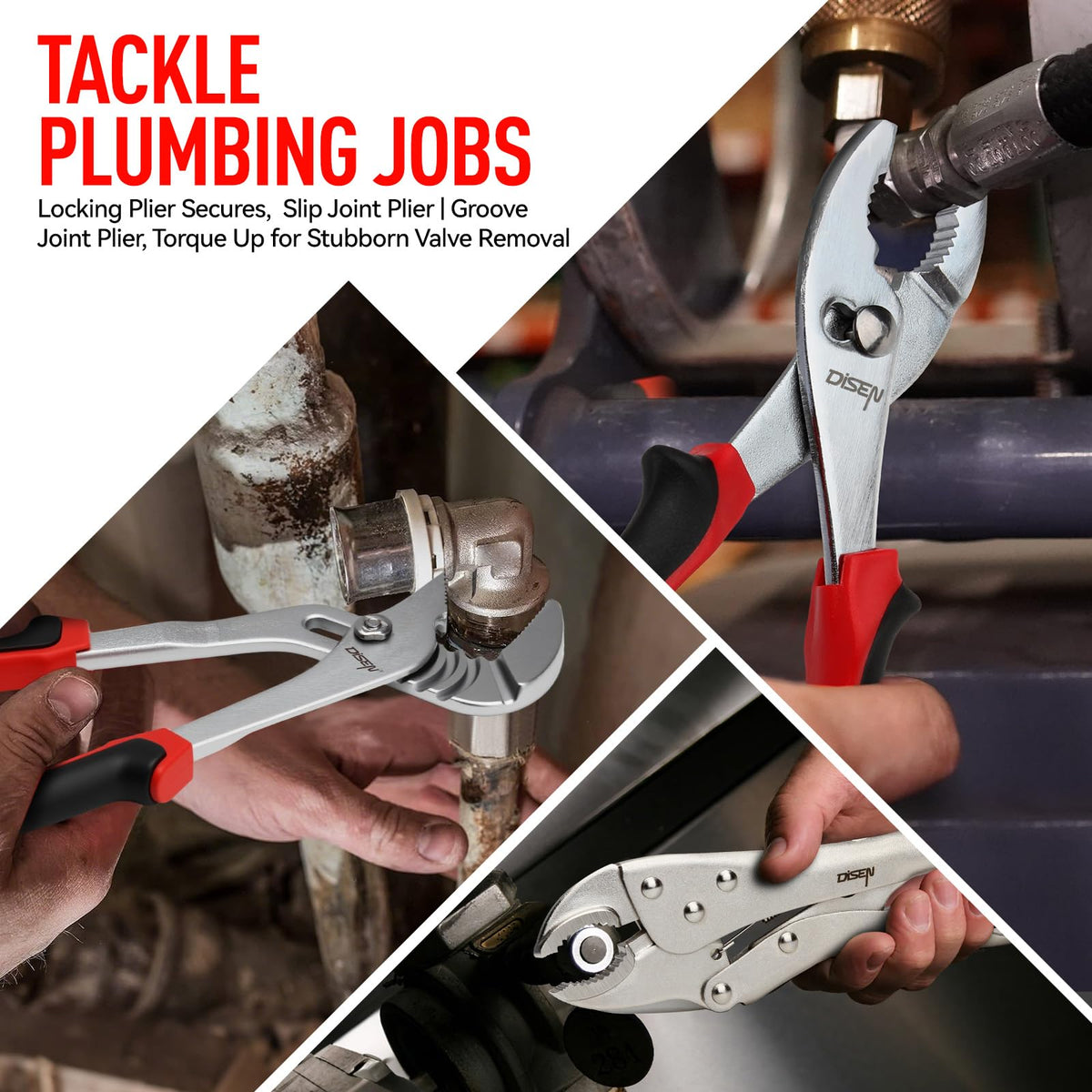 DISEN long-nose locking plier reaches tight spaces with precision.