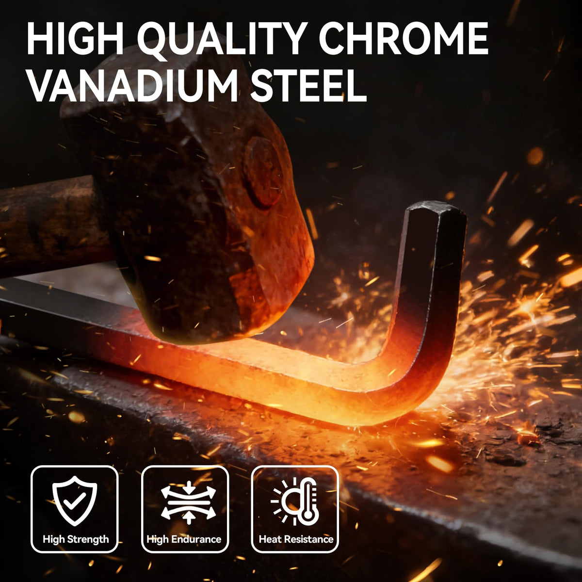 Magnetic large-size wrenches help drop-in placement and hold during assembly.